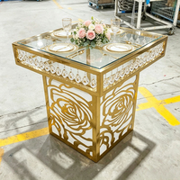 Table à manger de luxe avec cadre doré, fabrication directe d'usine, acier inoxydable, mobilier pour mariage, banquet, hôtel