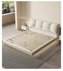 <span class=keywords><strong>Lit</strong></span> Flottant Minimaliste pour Chambre à Coucher, <span class=keywords><strong>Lit</strong></span> Moderne Simple en Cuir, <span class=keywords><strong>Lit</strong></span> Double de Luxe, <span class=keywords><strong>Lit</strong></span> de Mariage Doux pour Chambre Parentale - Product Image 3