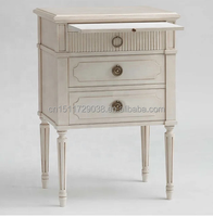 Table de chevet de style français personnalisée en bois massif antique pour chambre à coucher
