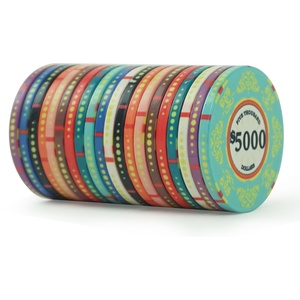 클래식 39mm 10G 꽃무늬 세라믹 포커 칩 라스베이거스 포커룸 맞춤형 미국 달러 표면가치 도박 게임 칩 - Product Image 1