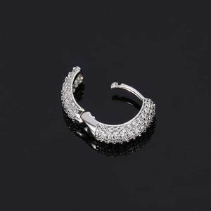 New Full Zircon Half Moon Huggie Earrings Micro Inlaid Round European & American Hip Hop Style Unique <b>Studs</b> Fashion Jewelry - Product Image 2