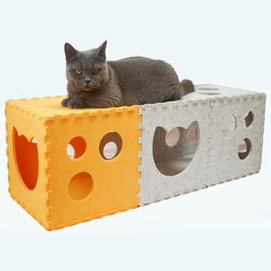 Cảm thấy Mèo Đường hầm tự Làm Mèo Hideaway có thể gập lại vật nuôi hang động chơi giường <span class=keywords><strong>Cube</strong></span> cho trong nhà Kitten PET không thấm nước câu đố đồ chơi mềm cho mèo - Product Image 2