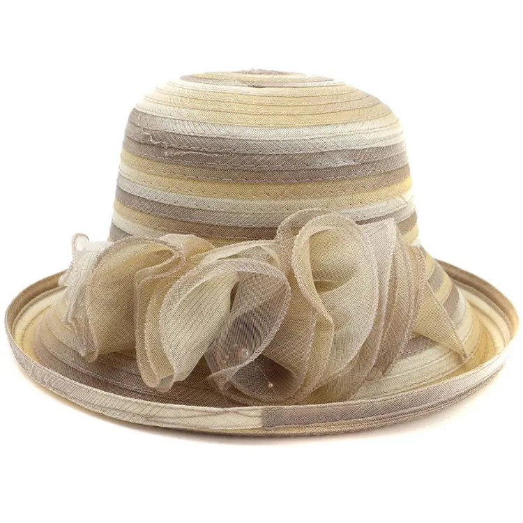 Womens Ladies Organza Church Wide Brim Tea Party Wedding Hat Fancy Kentucky Derby Fascinator Cap