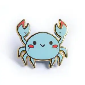 Custom maryland blue shy crab cute Popular New Cartoon Animal Blue Crabs Brooch Fashion Hard Enamel Metal Lapel Pin