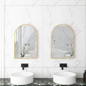 Miroir de courtoisie mural doré, forme arquée, design minimaliste, pour salle de bain, surface HD durable - Product Image 3