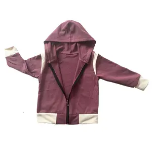 Unisex Baby Herbst Französisch Terry Langarm Farb block Reiß verschluss Mantel solide Kinder Sport Taschen jacken