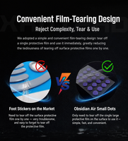 X-Raypad Obsidian Air 6.5Mm PTFE Penyerap Guncangan Tahan Aus Pengurang Kebisingan 40 Buah untuk Bantalan Kaca Sepatu Mouse Gaming