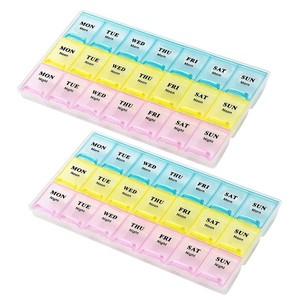 Boîte à médicaments, organisateur de pilules, 7 jours, 21 compartiments, étui de rangement en plastique portable avec couvercle pour la gestion quotidienne des médicaments - Product Image 1