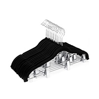 2024 Cintres de pantalons en velours floqués antidérapants avec clips en métal pour vêtements