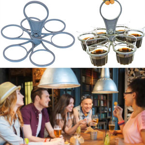 Support pliable pour 6 tasses en verre, poignée pour tasse à café, support pour bouteille d'eau, portable, anti-brûlure, camping, fête, bar, maison - Product Image 6