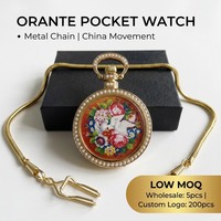 Montre de poche mécanique OEM en gros, design phase de lune et perle, mouvement numérique lune et étoile, non résistante à l'eau
