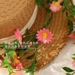Guirlandes de fleurs artificielles, marguerites jaunes en plastique, décoration murale intérieure, accessoires de mariage, décoration de la maison - Product Image 3