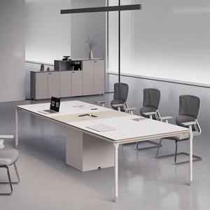โต๊ะประชุมสไตล์โมเดิร์นมินิมอล สีขาวอบอุ่น สีกากี JM-T28 โต๊ะประชุมสำนักงาน โต๊ะยาว โต๊ะฝึกอบรม - Product Image 1