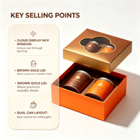 Boîte cadeau rigide en papier pour capsules de café, avec fenêtre personnalisée en forme de nuage