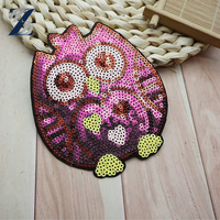 Patchs d'appliques à paillettes lunatiques Techniques brodées de fruits de hibou ludiques pour vêtements pour enfants projets d'artisanat de bricolage pour l'utilisation de chapeau