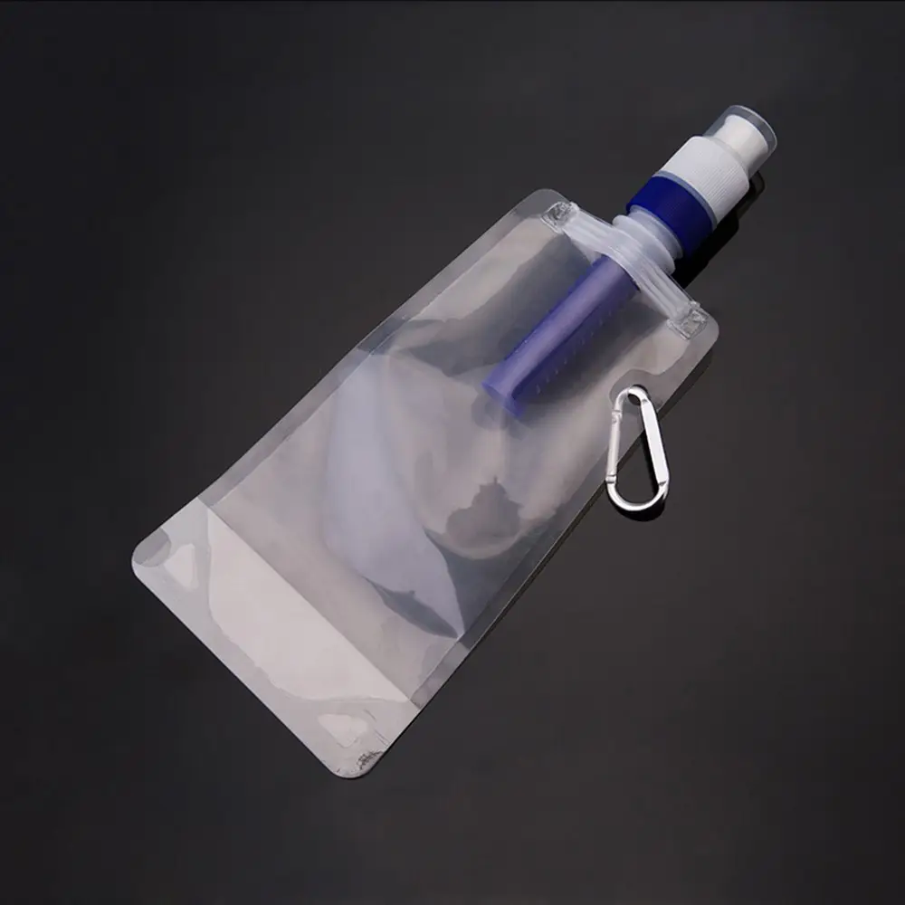 Foldable लचीला पानी फिल्टर बैग मूत्राशय पानी छानने का काम के लिए Carabiner के साथ बोतल आउटडोर आपातकालीन अस्तित्व डेरा डाले हुए लंबी पैदल यात्रा