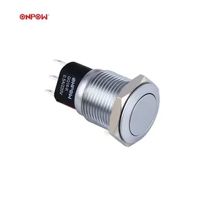 ONPOW 16mm 1NO1NC Momentary Push On Release Off Metal Push Button Chrome Plated Brass