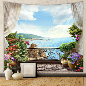 <span class=keywords><strong>Tapisserie</strong></span> <span class=keywords><strong>murale</strong></span> à thème paysage tropical, océan bleu, ciel et île, avec végétation, pour la décoration de chambre et de salon - Product Image 6