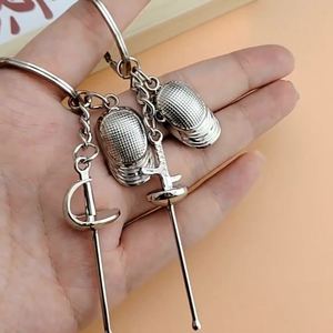 Porte-clés pendentif en métal 3D créatif, sabre de fleur lourd, cadeau commémoratif de compétition d'escrime - Product Image 1