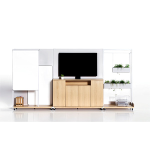 Cloison de bureau avec tableau blanc et armoire de rangement <span class=keywords><strong>sur</strong></span> <span class=keywords><strong>roulettes</strong></span>, unité modulaire roulante pour un espace de travail agile - Product Image 2