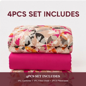Ensemble de couette de luxe imprimé floral 4 pièces pour lit king size, couette d'hiver, couverture, ensemble de couette pour chambre à coucher, 4 pièces pour toutes les saisons - Product Image 3