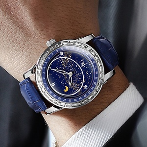 Montre à quartz Binbond 8899 pour homme, cadran rotatif ciel étoilé, diamant, 44 mm, mode soleil lune étoile, étanche et lumineuse - Product Image 3