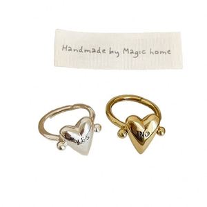 Anillo de Corazón Giratorio Liso para Mujer y Hombre, Anillos Ajustables con Letras SÍ o NO, Diseño Exclusivo, Joyería de Moda para Parejas - Product Image 6