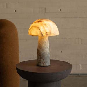 Marble Mushroom Table Lamp Led Light Source E27 Bulb Base Switch Control For Home Bedroom Sofa <b>Decorative</b> <b>Lighting</b> - Product Image 1