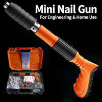 Pistolet à clous manuel industriel mini orange en acier inoxydable, 5 vitesses réglables, kit d'accessoires pour 200 clous, pour le travail du bois et l'artisanat