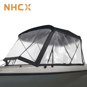 Nhcx barco de alumínio bimini com pára-brisa de pvc