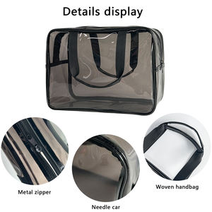 Sac de toilette transparent approuvé par la TSA, vente en gros, sac de maquillage en PVC noir étanche pour les <span class=keywords><strong>voyages</strong></span>, les séjours à l'hôtel, les vols, les essentiels - Product Image 3