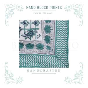 Pareo de algodón con estampado a mano en verde esmeralda y azul para mujer, ligero, para cubrir el bikini, ropa de verano. - Product Image 3