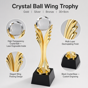 Trofeo Personalizzato in Resina Elettroplaccata con Sfera di Cristallo, Oro Argento Rosa, Premio di Apprezzamento per Partner, Vendita all'Ingrosso - Product Image 2