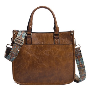 Sac fourre-tout rétro pour femme avec fermeture éclair, sac à bandoulière décontracté à large sangle, inspiré de l'Europe et des États-Unis - Product Image 5
