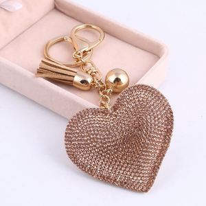 New Design Bohemian Heart Keychain Leather Tassel Gold <b>Key</b> Holder Metal Crystal <b>Key</b> <b>Chain</b> Keyring Charm Bag Auto Pendants - Product Image 5