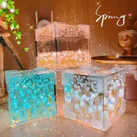 Cadeau de fête des mères fait à la main bricolage magique Cube Tulipan veilleuse matériel paquet Tulipe avec lumière artificielle Led Tulip miroir lampe