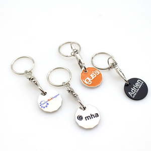 Tùy chỉnh thiết kế kim loại men Euro siêu thị mua sắm giỏ hàng <span class=keywords><strong>Chip</strong></span> Keyring Xe đẩy Token Coin Keychain - Product Image 2