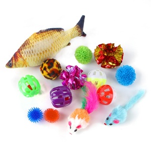Set di 14 Giocattoli per Gatti in Cotone Biologico con <span class=keywords><strong>Catnip</strong></span>, Palla di Pelliccia e Campanello a Forma di Pesce, Topolino Divertente - Product Image 1
