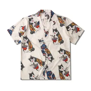New Hot Selling Men If Casual Short Sleeve Cats Have Printed Shirts Summer Oversized Beach Cuban Collar Shirts