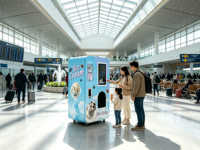 Machine à glaces molles entièrement automatique multi-tension avec distributeur de gobelets intégré et réservoir de lait de 18 L
