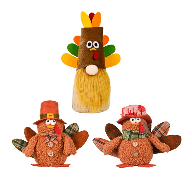 HB-833感謝祭の休日の装飾ギフトトルコ秋のノームぬいぐるみの装飾品
