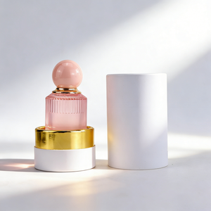 Flacons de <span class=keywords><strong>parfum</strong></span> en verre rose rayé très demandés, 30 ml, 50 ml, 100 ml, design rond de luxe avec couvercles colorés - Product Image 6