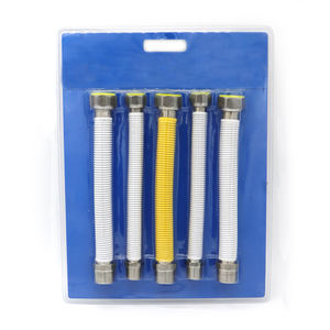 Ensemble de tuyaux flexibles ondulés série 300 en acier inoxydable 5 pièces Kit de connecteur de plomberie soudé pour robinet de chauffe-eau ANSI - Product Image 1