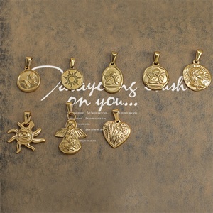 Dijes Vintage para Hacer Joyas, Joyería Personalizada DIY, Colgante de Acero Inoxidable con Forma de Sol, Ángeles y Corazón, Geométrico, Moderno - Product Image 2