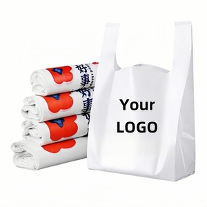 Factory Custom Brand Logo Printing Heavy Duty Recyclable Reusable Plat <strong>Soft</strong> HDPE/LDPE With <strong>Handles</strong> T-Shirt <strong>Plastic</strong> Shopping <strong>Bags</strong> - Product Image 1