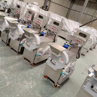 Professionele Dubbele Kop Groentekubus Shredder Snijmachine Kokosnoot Ui Aardappelchips Snijmachine
