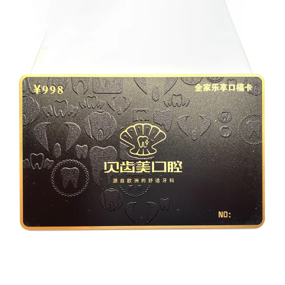 Premium business card gift PVC member loyalty plastic card black gold foil embossed hot stamping business card