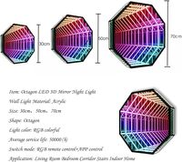 Miroir 3D contemporain à LED, éclairage écologique, tailles et motifs lumineux personnalisables, hôtels, clubs, miroir à lumière infinie