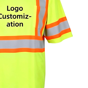 T-shirt de sécurité haute visibilité personnalisable OEM, réfléchissant et réglable, pour le travail en extérieur, l'ingénierie, la construction, l'entrepôt - Product Image 2