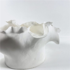Exquisite White Ceramic <b>Vase</b> Matt Glaze Europe Style <b>Unique</b> Flowing Petal Design for Home Decoration Modern Abstract Handmade - Product Image 4